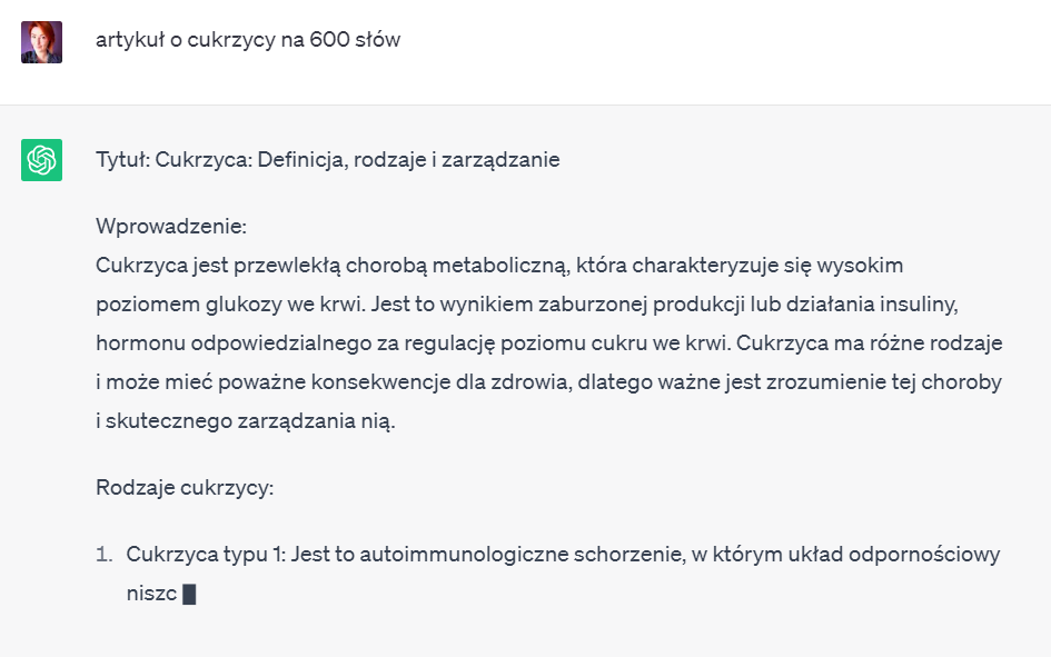 Przykład, jak korzystać z ChatGPT w branży opieki medycznej =